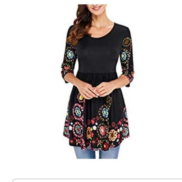 Womens floral peplum tunic top 3/4 sleeves M ,new - Picture 1 of 6